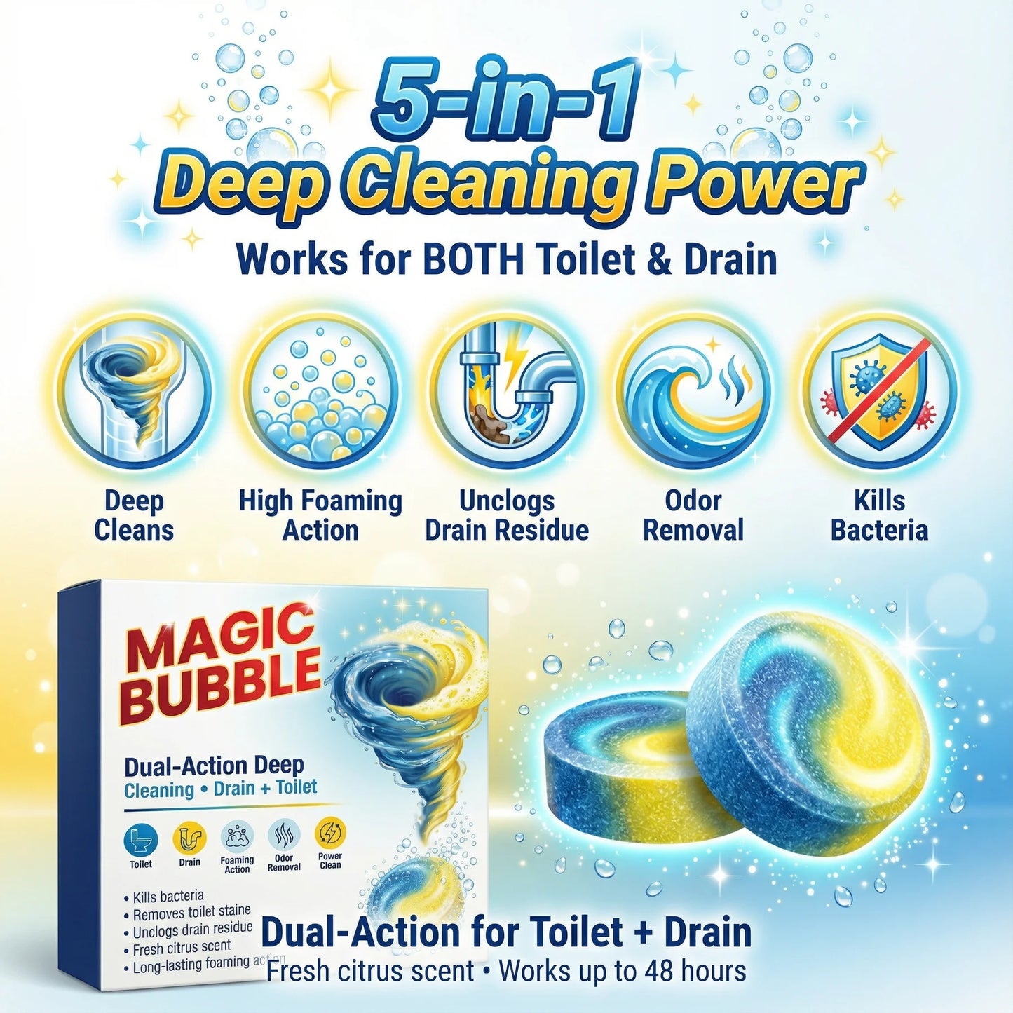🫧 MAGIC BUBBLE™ Cleaning Tablets (24 Tablets)