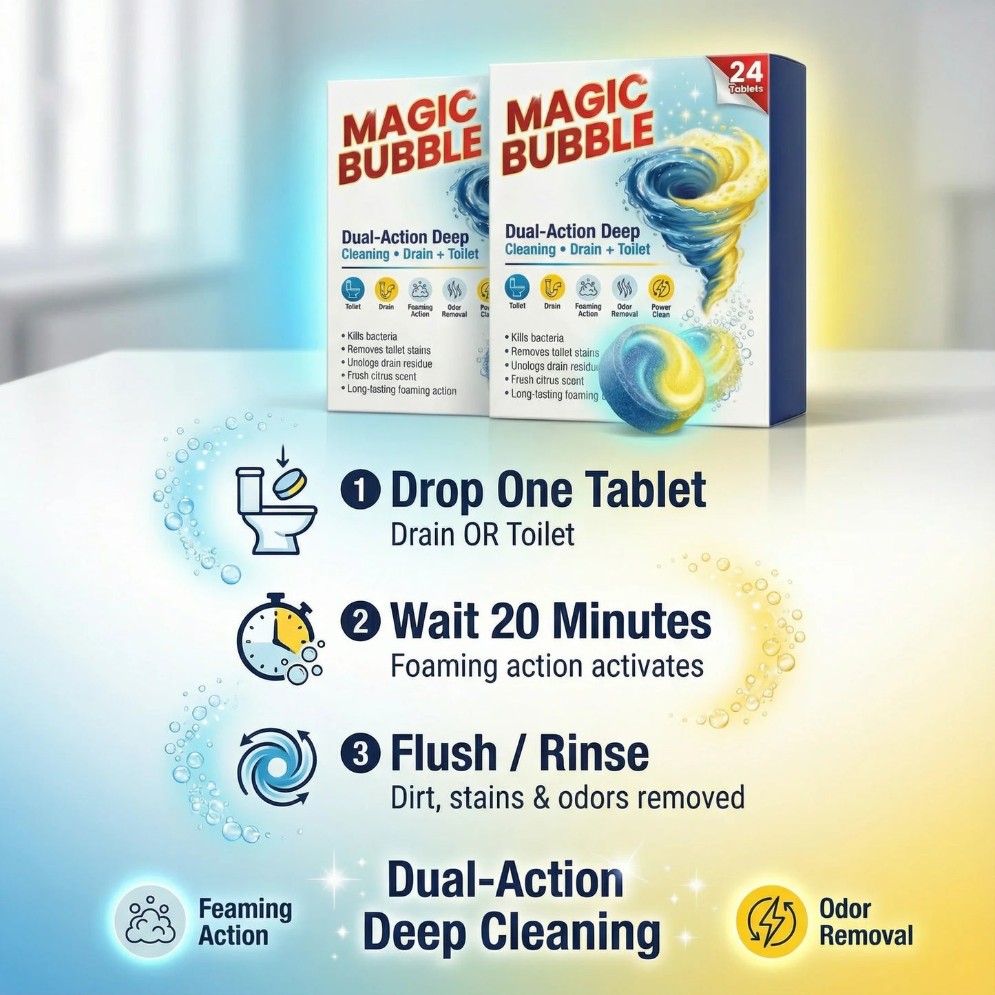 🫧 MAGIC BUBBLE™ Cleaning Tablets (24 Tablets)